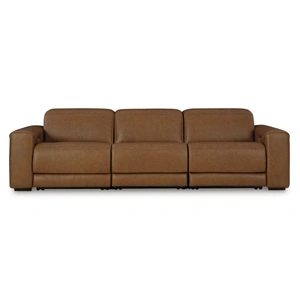 Ashley Furniture Magic Man Rally 3-Piece Leather Modular Power Reclining Sofa, Caramel