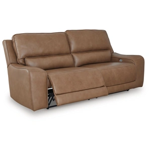 Ashley Furniture DeepWakes Leather/PVC 2-Seat Power Reclining Sofa w/Adjustable Headrests, Caramel