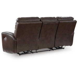 Ashley Furniture Crossplex Leather/PVC Power Reclining Sofa w/Adjustable Headrests, Smoke
