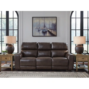 Ashley Furniture Crossplex Leather/PVC Power Reclining Living Set, Smoke