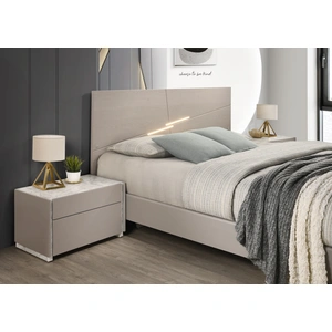 J&M Furniture Pearl Fabric Bed w/LED, Grey