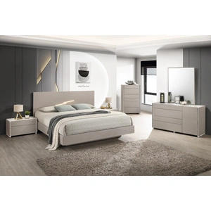 J&M Furniture Pearl Nightstand w/2 Drawers & Veneer Top, Grey/White