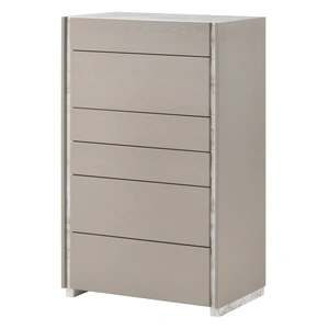 J&M Furniture Pearl Chest w/6 Drawers & Veneer Top, Grey/White