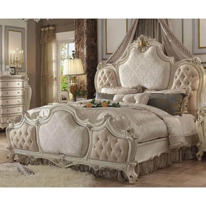 ACME Picardy Fabric Tufted Panel Bed, Antique Pearl/Beige