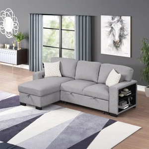 Galaxy Home Furnishings Pinto Fabric L-Shaped Sectional Sofa w/USB