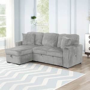 Galaxy Home Furnishings Plush Velvet L-Shaped Sectional Storage Sofa w/USB