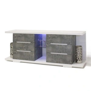 Sharelle Furnishings Prato Wood Veneer Buffet, Matte Concrete/White