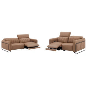 J&M Furniture President Leather Living Room Set, Cognag