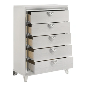Galaxy Home Furnishings Prism 5-Drawer Wood Veneer Chest, Silver