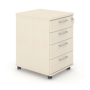 NARBUTAS Optima Office Lockable Mobile Pedestal w/4 Foil Wrapped Drawers