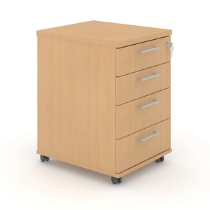 NARBUTAS Optima Office Lockable Mobile Pedestal w/4 Foil Wrapped Drawers
