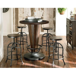Hammary Hidden Treasures Round Wood/Metal Cone Shaped Pub Set, Brown/Black