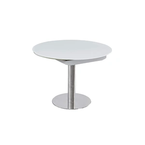 J&M Furniture Pub Frosted Glass Extendable Dining Table, White