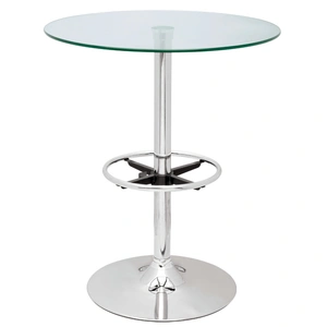 Chintaly Imports 30-inch Round Glass Top Pub Table, Clear