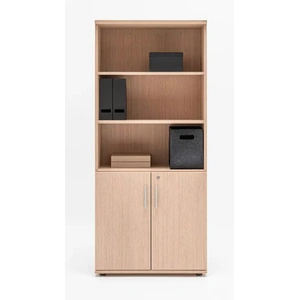 MDD Office Furniture Quando Office Half-Bookcase w/3 Open Shelves & 2 Lockable Doors