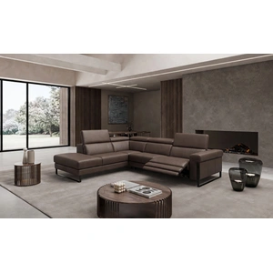 Diven Living Celeste Modular Leather L-Shape Sectional Sofa, Spessorato Fango