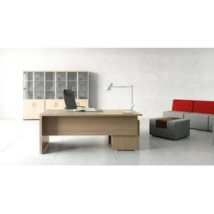 MDD Office Furniture Quando L-Shaped Executive Desk w/Managerial Side Storage