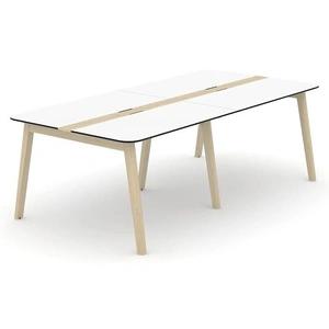 NARBUTAS Nova Wood Rectangular HPL 8-Person Office Meeting Table w/2 Grommets & 2 Metal Cable Trays