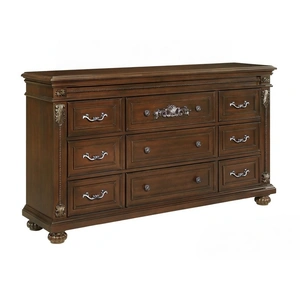 Cosmos Furniture Isabella Wood Dresser with 9 Drawers, Dark Walnut