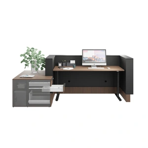 NARBUTAS Narbutas Reception Unit w/PET Felt Front & Side Storage Cabinet (without desk)
