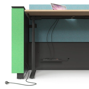 NARBUTAS Domino 86.6-inch U-Shaped Reception Unit w/Hard & Upholstered Panels, Q-ACTIVE Sit-Stand Desk