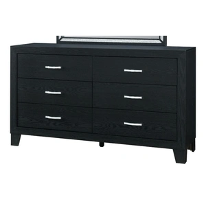 Global Furniture USA Reid Wood Double Dresser w/6 Drawers, Black