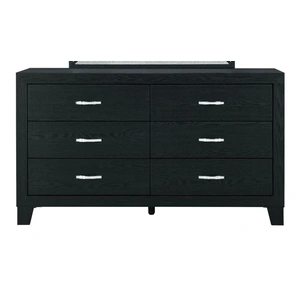 Global Furniture USA Reid Wood Double Dresser w/6 Drawers, Black