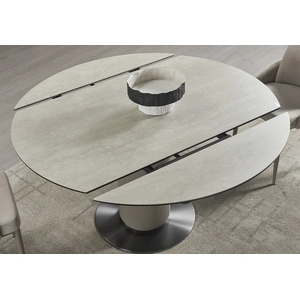 J&M Furniture RH 130 Ceramic/Stainless Steel Extension Dining Table, Grey