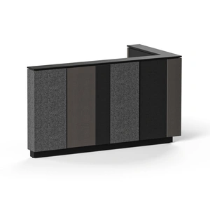 NARBUTAS Domino 80.1-inch L-Shaped Left Hand Reception Unit w/Upholstered Panels, Q-ACTIVE Sit-Stand Desk