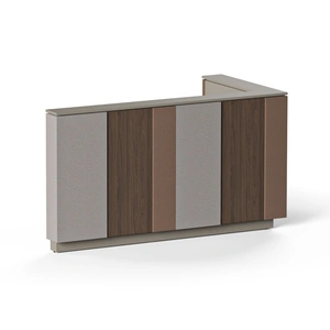 NARBUTAS Domino 80.1-inch L-Shaped Left Hand Reception Unit w/Hard & Upholstered Panels, Q-ACTIVE Sit-Stand Desk