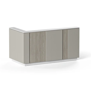 NARBUTAS Domino 80.1-inch L-Shaped Right Hand Reception Unit w/Hard & Upholstered Panels, Q-ACTIVE Sit-Stand Desk