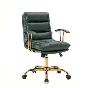 LeisureMod Regina Padded Leather Adjustable Swivel Executive Office Chair