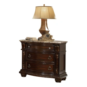 Galaxy Home Furnishings Roma 3-Drawer Wood Veneer Nightstand, Dark Walnut