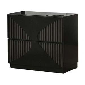 J&M Furniture Rosette Leatherette Bedroom Set w/LED, Black/Grey