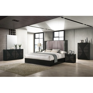 J&M Furniture Rosette Chest w/5 Drawers, Black/Grey