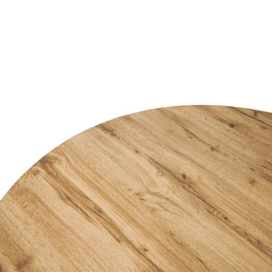 LeisureMod Ravenna Round Wood Dining Table, Natural/Black