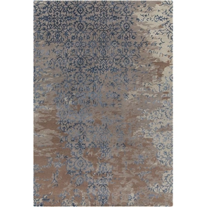 Chandra Rupec Wool/Viscose Rectangular Handmade Rug, Grey/Blue/Brown