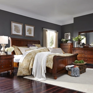 Liberty Furniture Rustic Traditions Bedroom Set | Wood Sleigh Bed | Liberty, Rustic Cherry