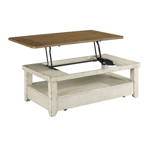 Hammary Chambers Wood Rectangular Lift Top Coffee Table, Medium Brown/Rustic Chalk