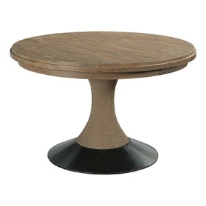 Kincaid Modern Forge Lindale Round Wood Extendable Dining Table, Sandy Brown