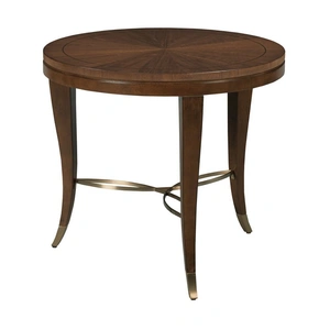 American Drew Vantage Round Wood Lamp Table, Walnut