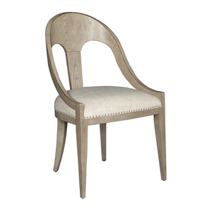American Drew West Fork Newport Fabric/Wood Host Chair, Aged Taupe/Beige