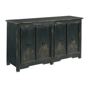 Hammary Hidden Treasures Wood 4-Door Console, Charcoal