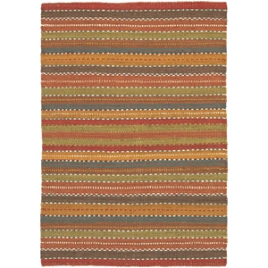 Chandra Saket Jute Rectangular Hand-woven Rug, Brown/Red/Orange/Blue/Green