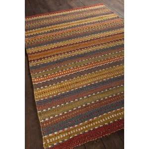 Chandra Saket Jute Rectangular Hand-woven Rug, Brown/Red/Orange/Blue/Green