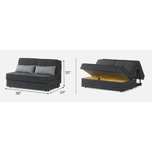 Empire Furniture, USA Santa Fee Upholstered Pull-Out Storage Sleeper , Grey