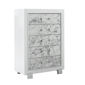 Global Furniture USA Santorini Chest, Metallic White