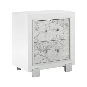 Global Furniture USA Santorini Nightstand, Metallic White