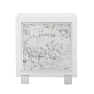 Global Furniture USA Santorini Nightstand, Metallic White
