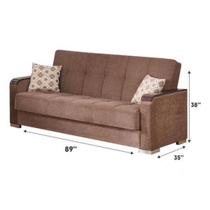 Empire Furniture, USA Frankfurt Fabric Storage Sleeper Living Room Set, Brown